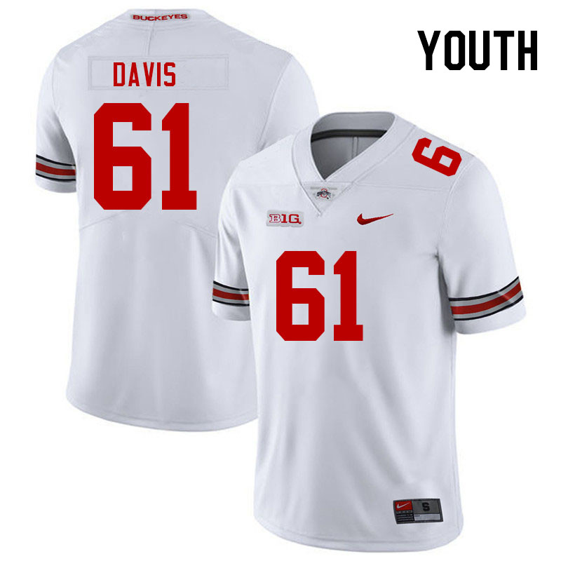 Youth #61 Caden Davis Ohio State Buckeyes College Football Jerseys Stitched Sale-White